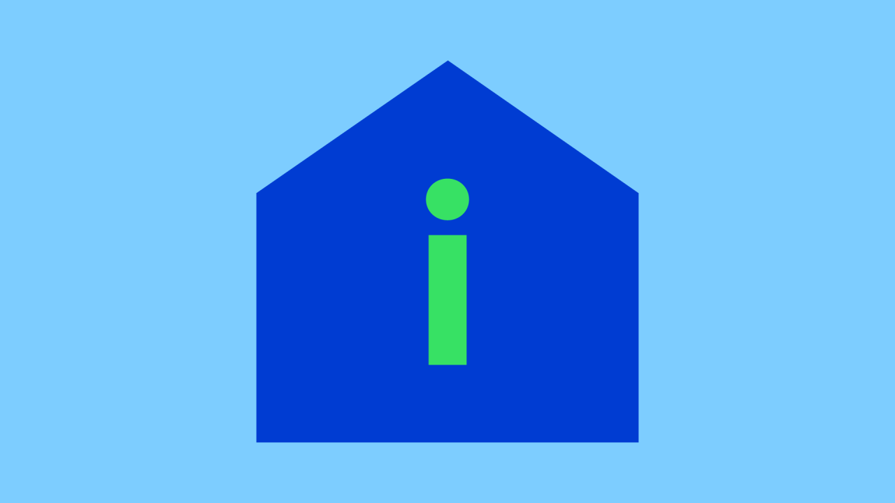 Symbol med bokstaven i på en husform