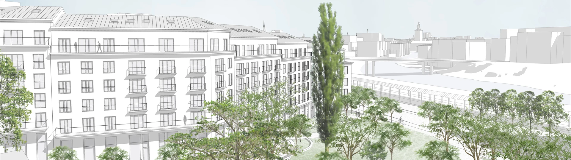 Skyss på en vy från ovan i riktning mot city.